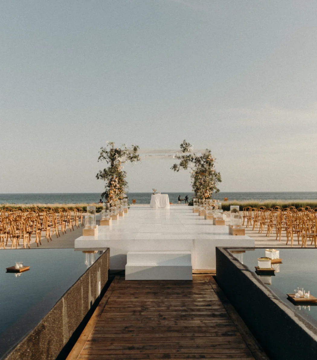 Wedding ceremony on the beach deck at Viceroy Los Cabos
