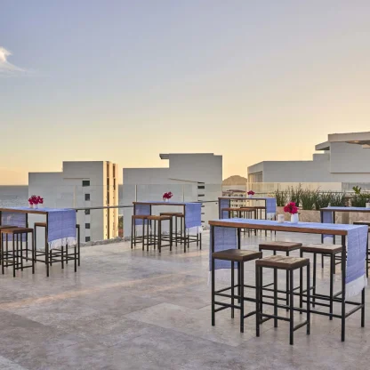 Cocktail party setup on Cielomar Rooftop venue at Viceroy Los Cabos