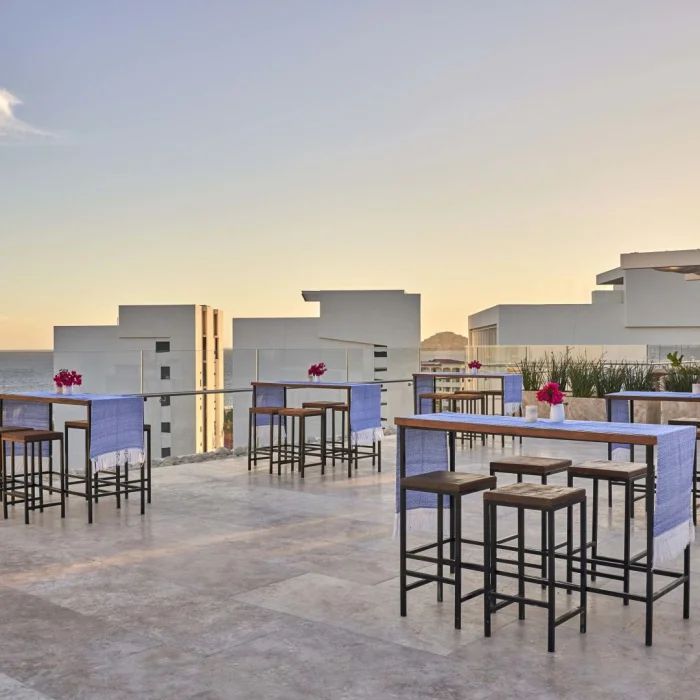 Cocktail party setup on Cielomar Rooftop venue at Viceroy Los Cabos