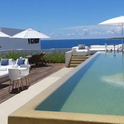 Viceroy Los Cabos rooftop infinity pool and lounge terrace overlooking the ocean, Cabo San Lucas