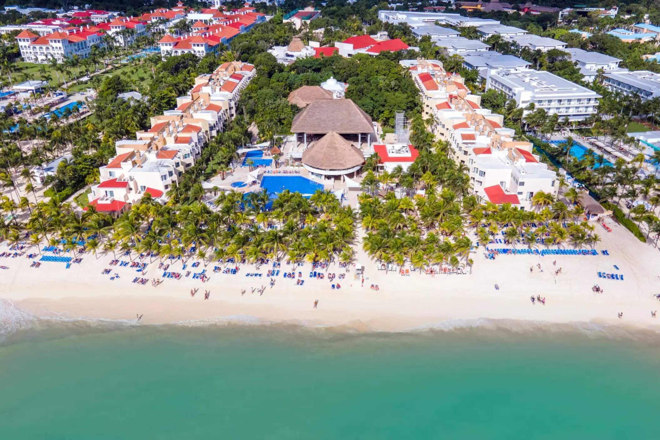 Aerial view of Viva Maya by Wyndham beachfront grounds and pools, Playa Del Carmen