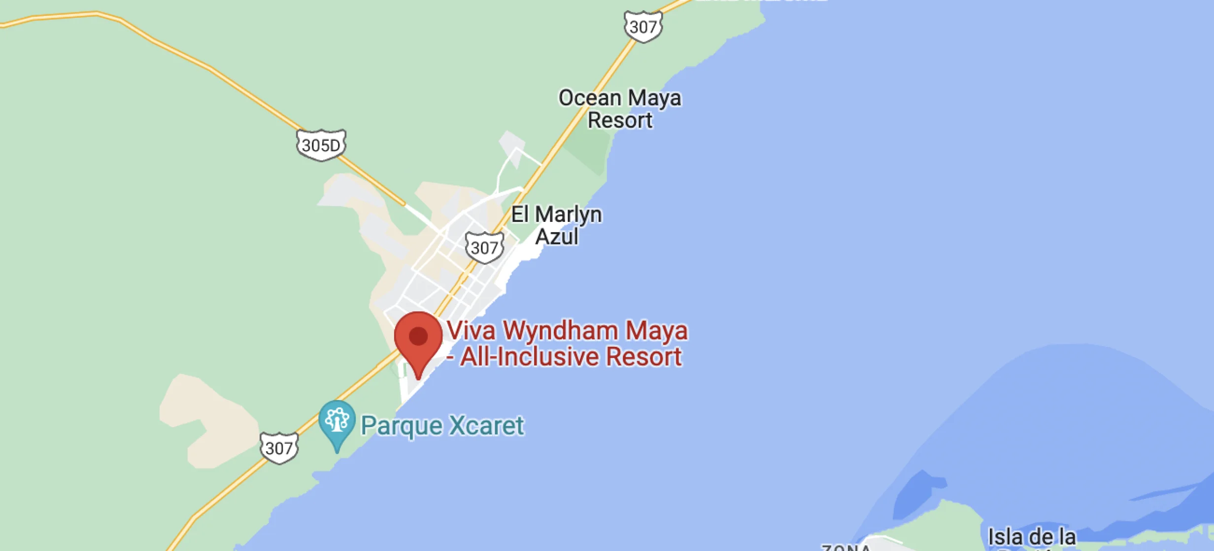 Google maps of Viva Wyndham Maya