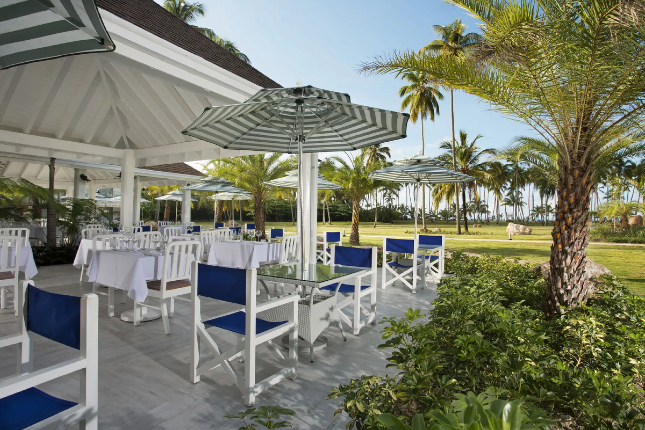 Outdoor terrace seating at Le Marche buffet, Viva V Samana