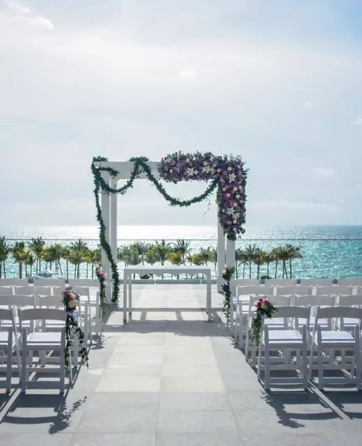 Ceremony decor on the terrace at Riu Palace Costa Mujeres