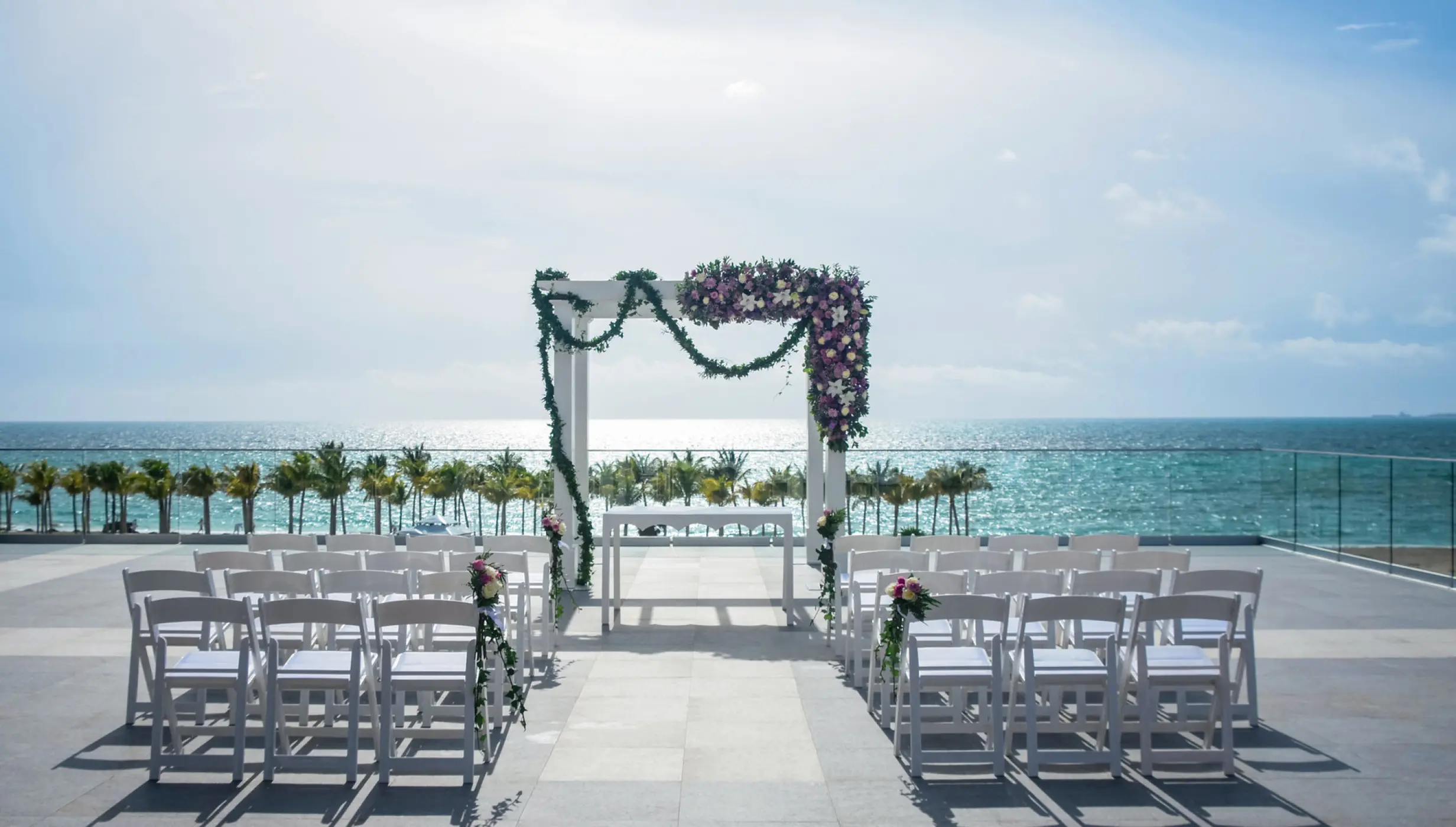 Ceremony decor on the terrace at Riu Palace Costa Mujeres