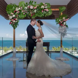 Terrace vow renewal ceremony overlooking the ocean at Haven Riviera Cancun, Riviera Maya