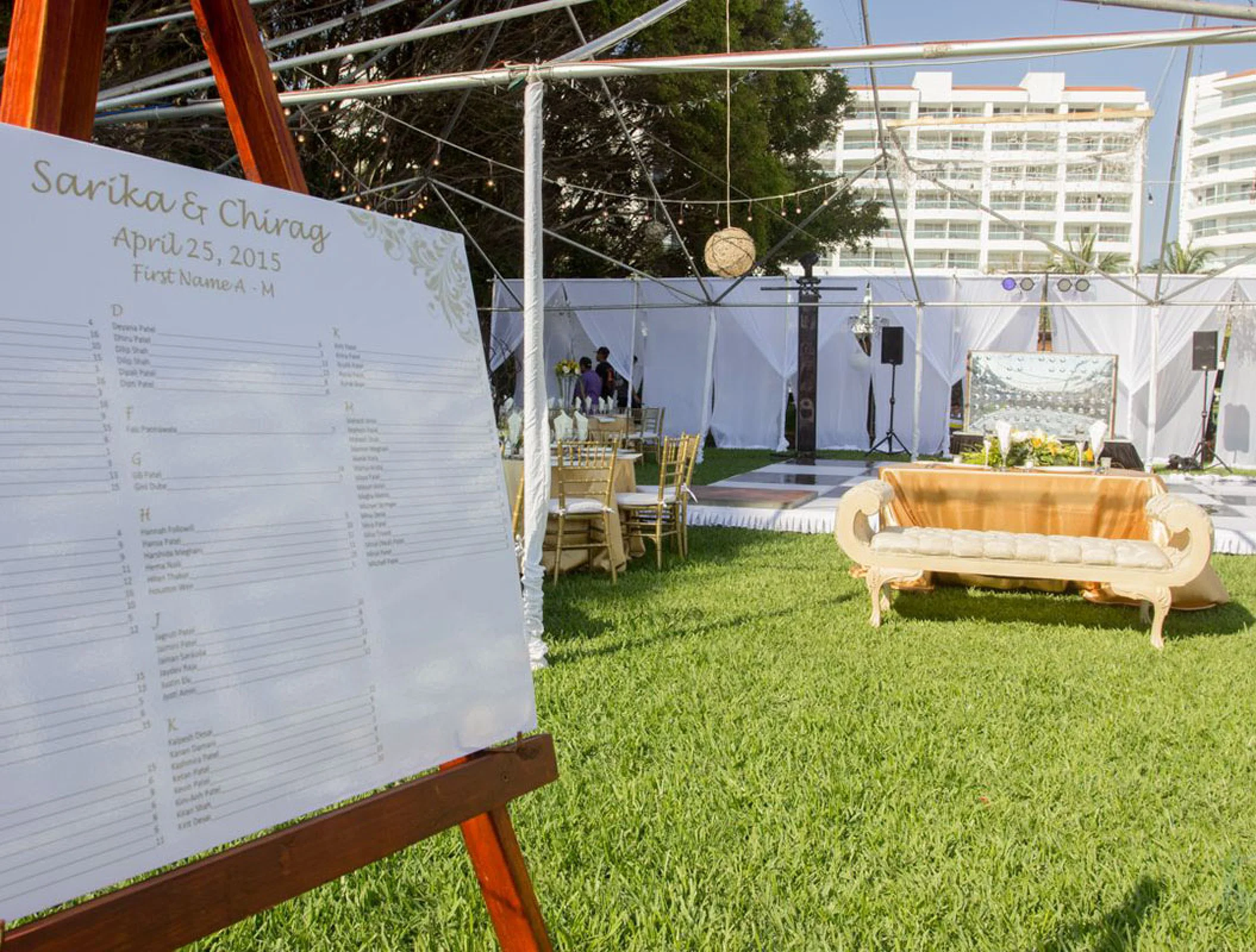 Reception decor on the garden venue at Wyndham Alltra Riviera Nayarit.
