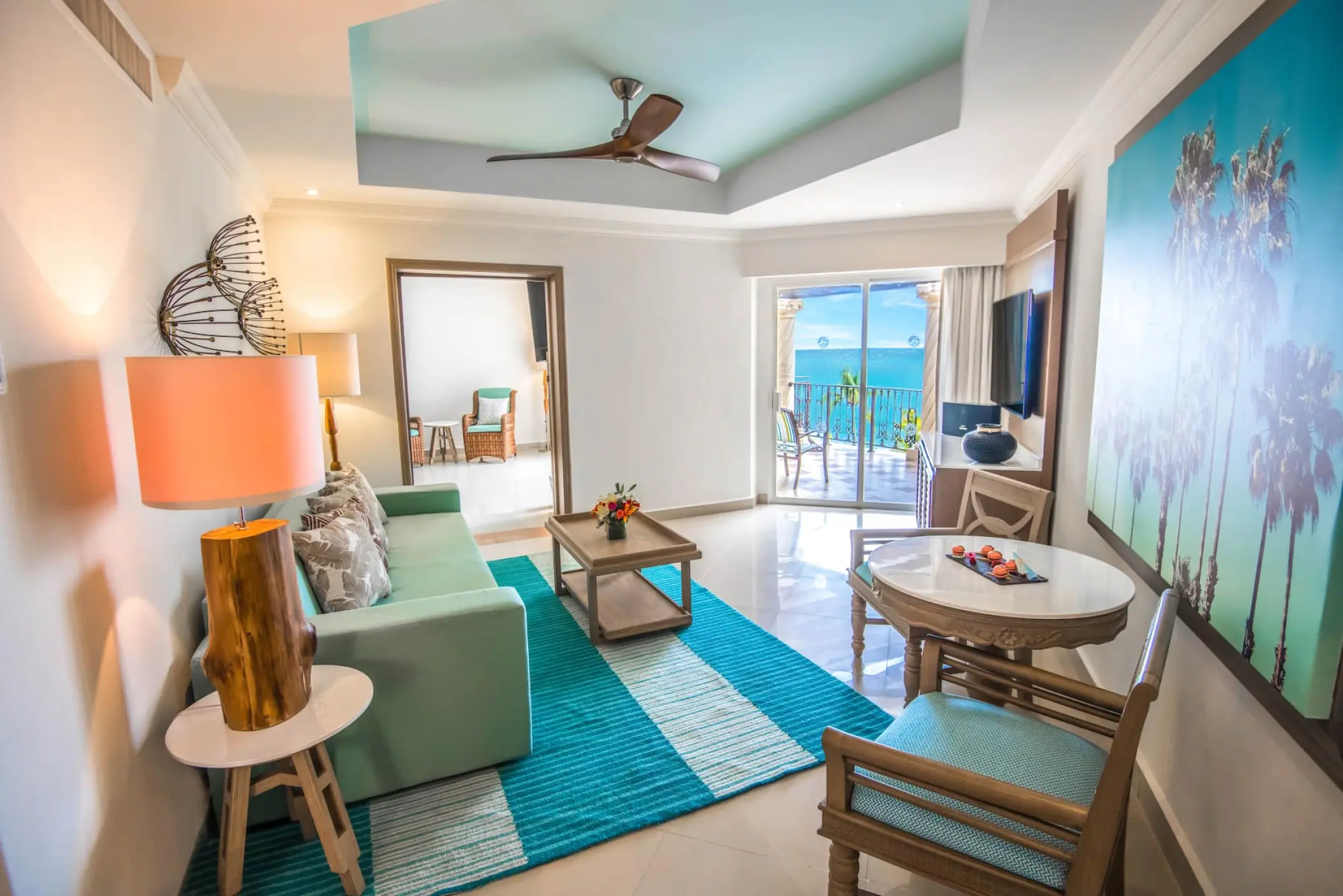 Living room suite with ocean views at Wyndham Alltra, Playa Del Carmen