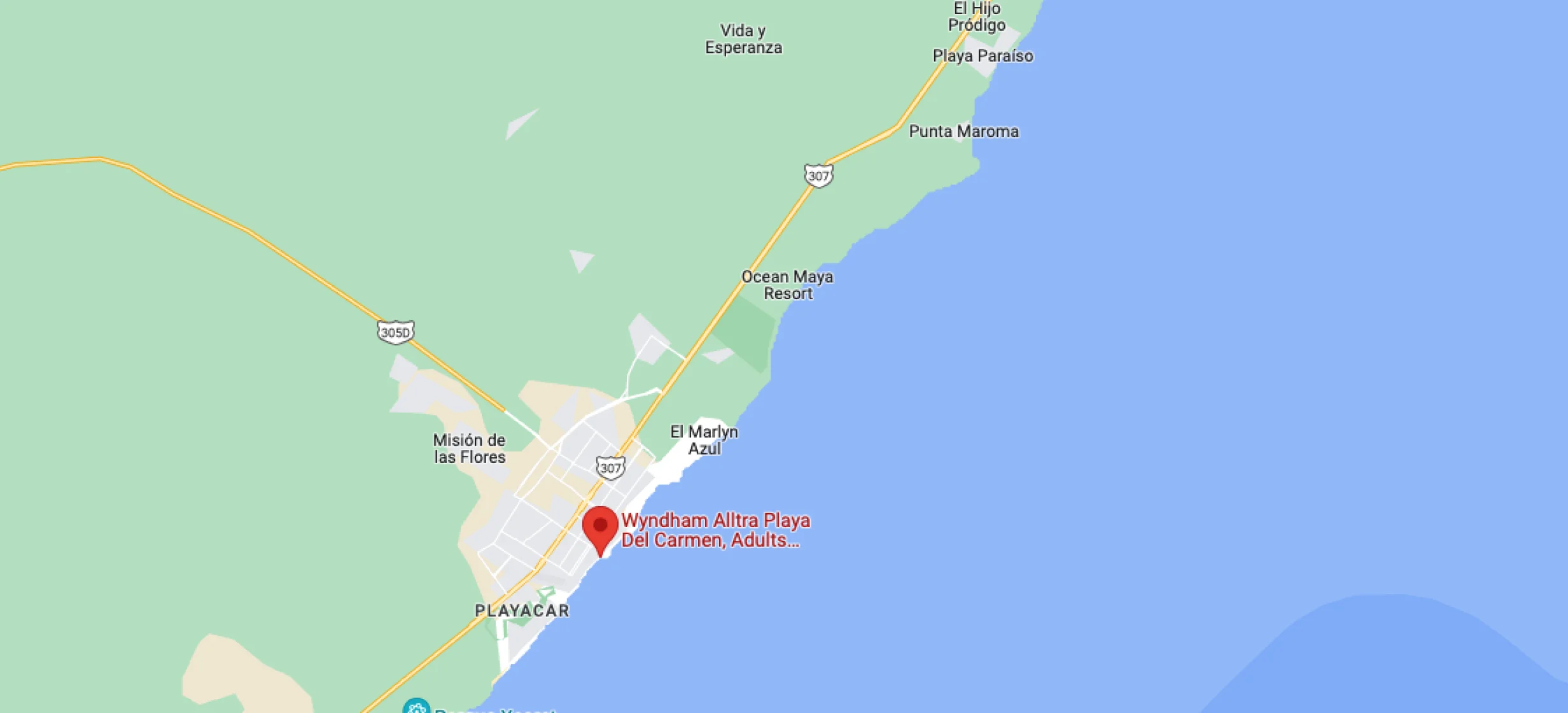 Google maps of Wyndham Alltra Playa del Carmen