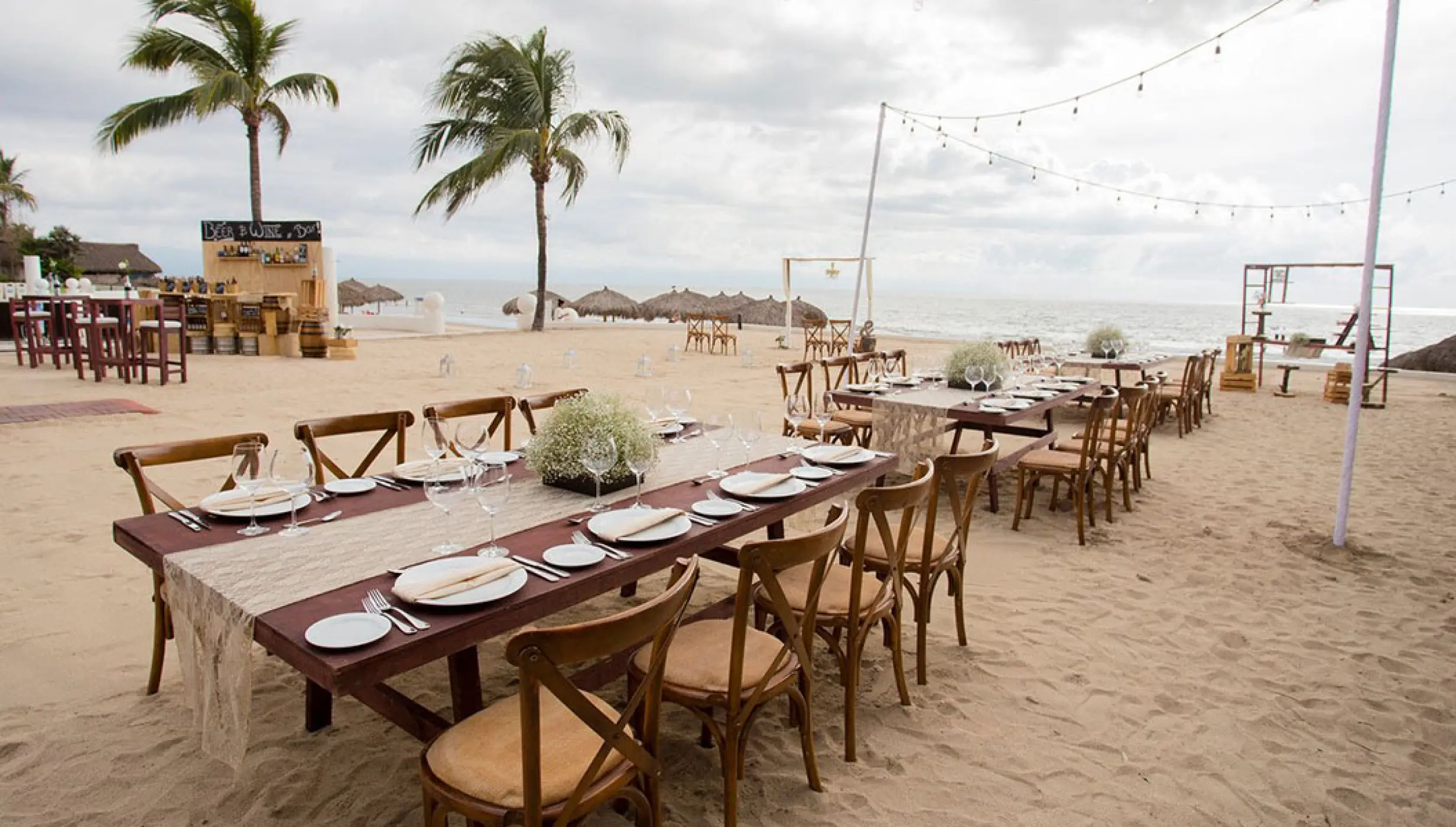 Reception decor on the beach at Wyndham Alltra Riviera Nayarit.
