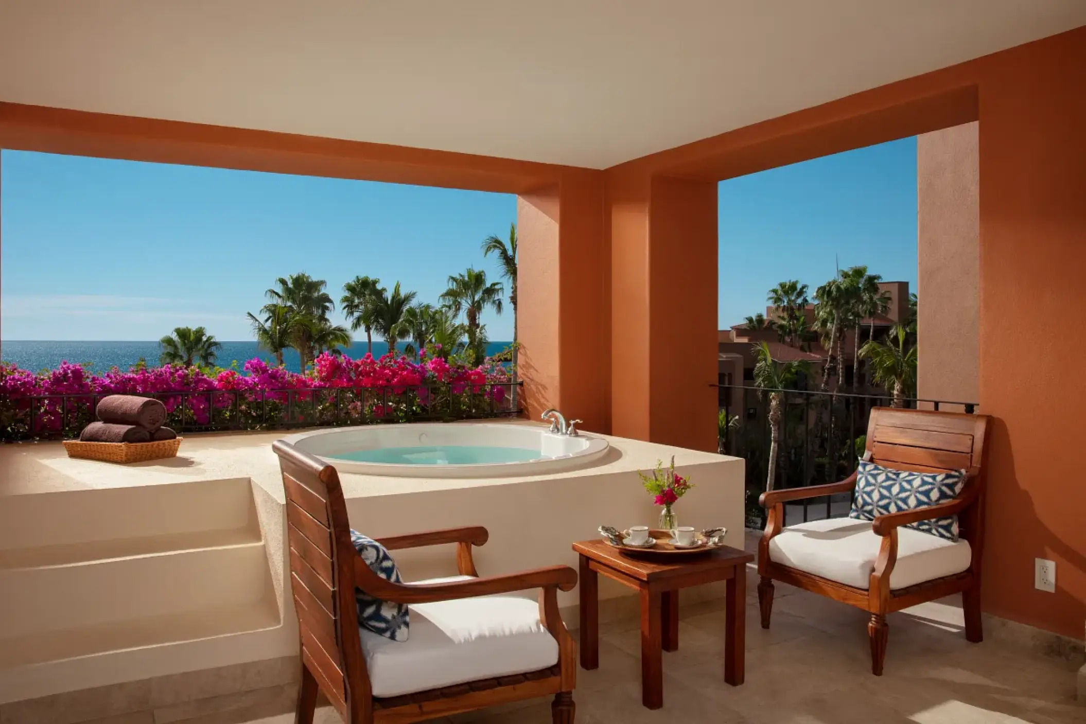 Private suite terrace with a hot tub and ocean view at Zoetry Casa del Mar, Cabo San Lucas