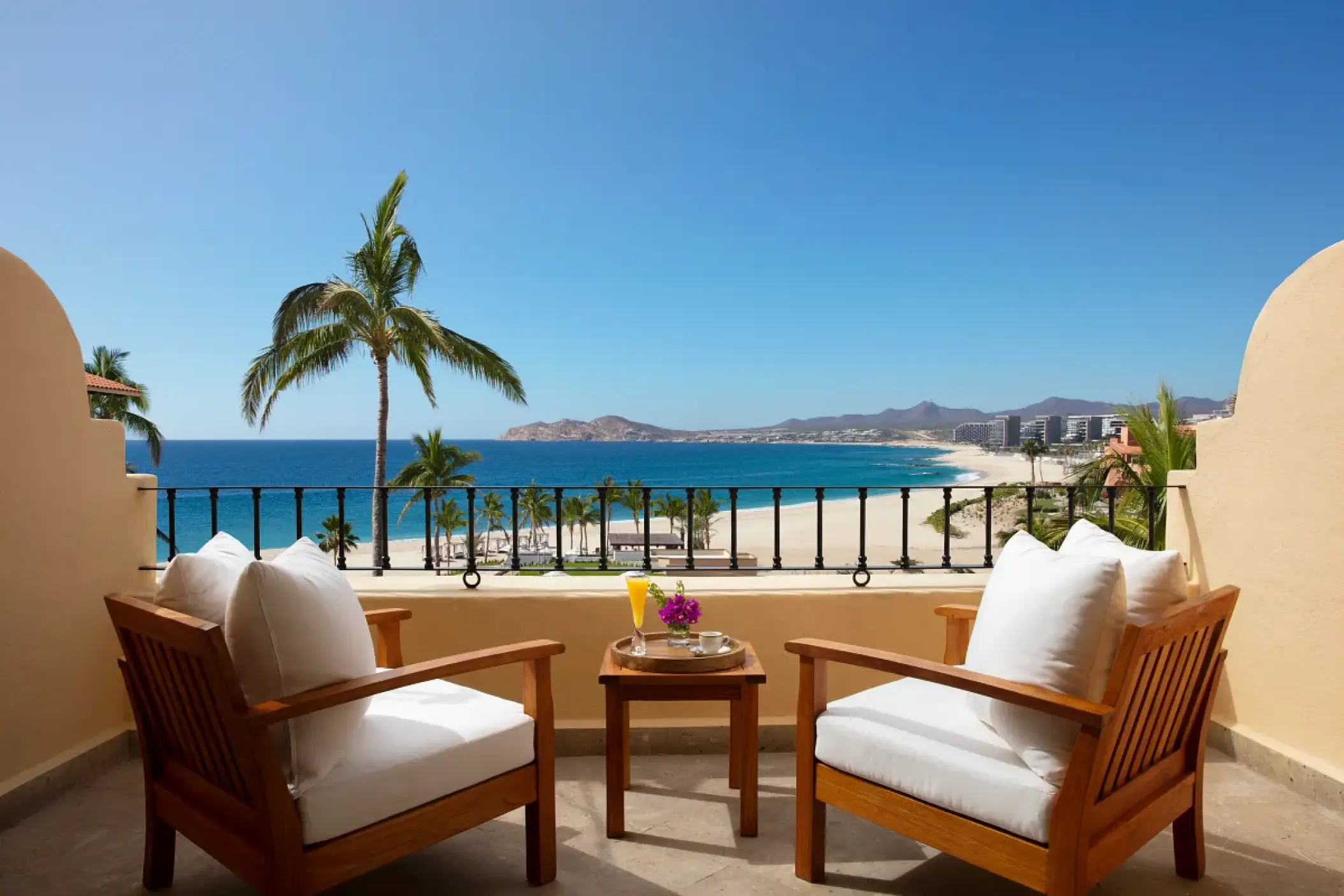 Private ocean-view balcony with seating at Zoetry Casa del Mar, Cabo San Lucas