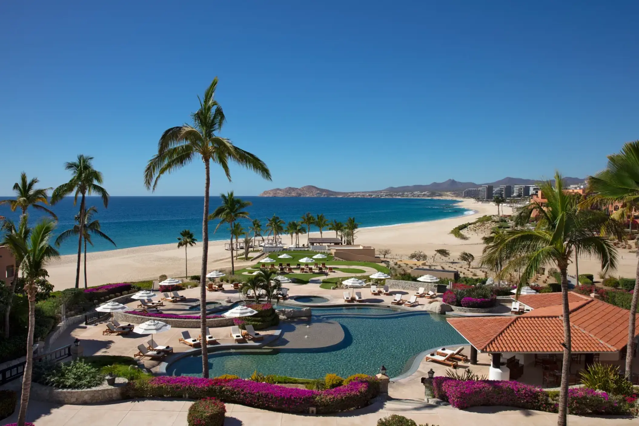 Outdoor swimming pools at Zoetry Casa del Mar overlooking the beach, Cabo San Lucas