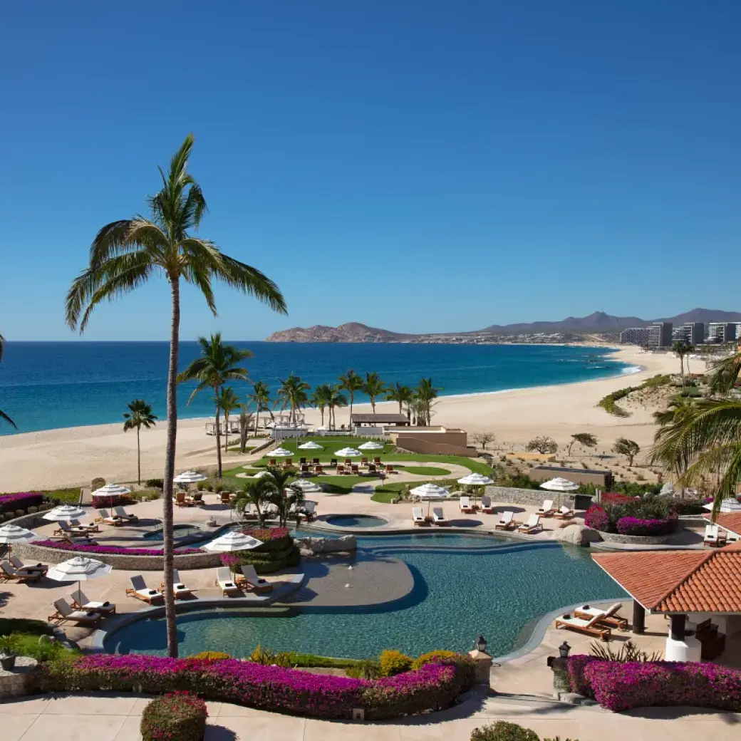 Outdoor swimming pools at Zoetry Casa del Mar overlooking the beach, Cabo San Lucas