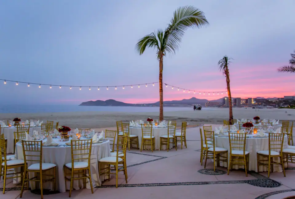 Dinner reception on wedding venue at Zoetry Casa del Mar los Cabos