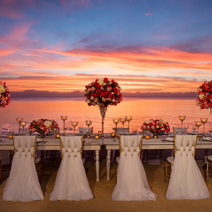 Dinner reception in the beach at Zoetry Paraiso de la Bonita Riviera Maya