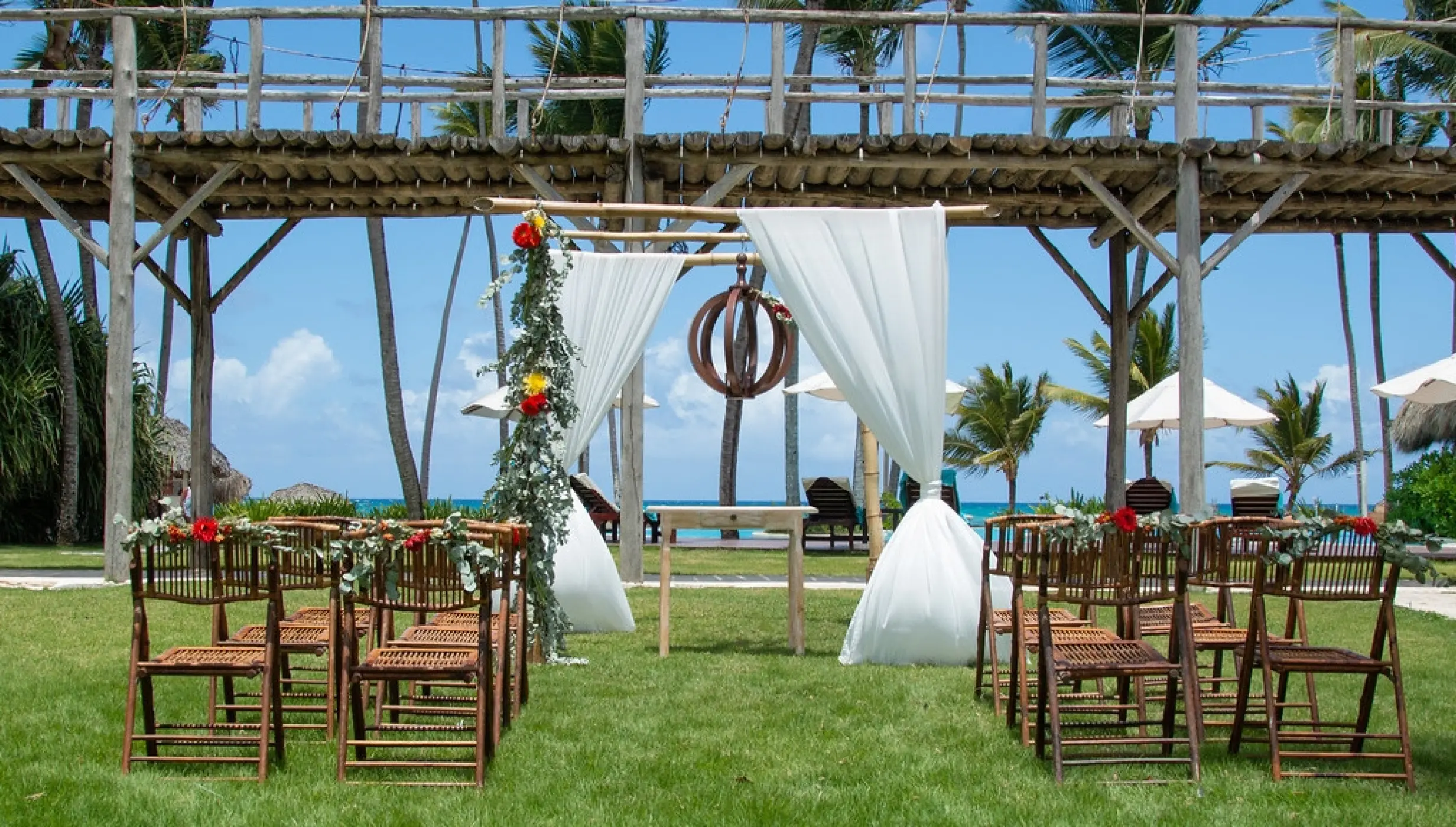 Ceremony decor on the garden wedding venue at Zoetry Agua Punta Cana