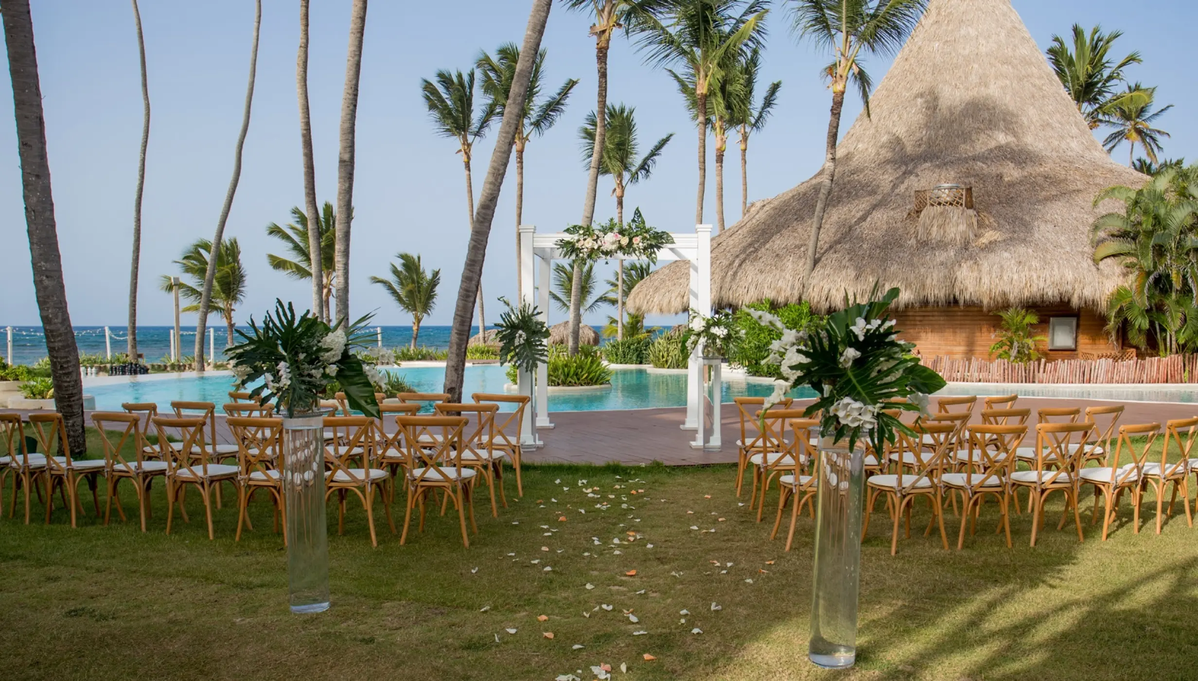 Pool deck wedding venue at Zoetry Agua Punta Cana