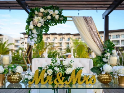 Dinner reception on the himitsu garden terrace at Dreams Macao Punta Cana Resort and Spa