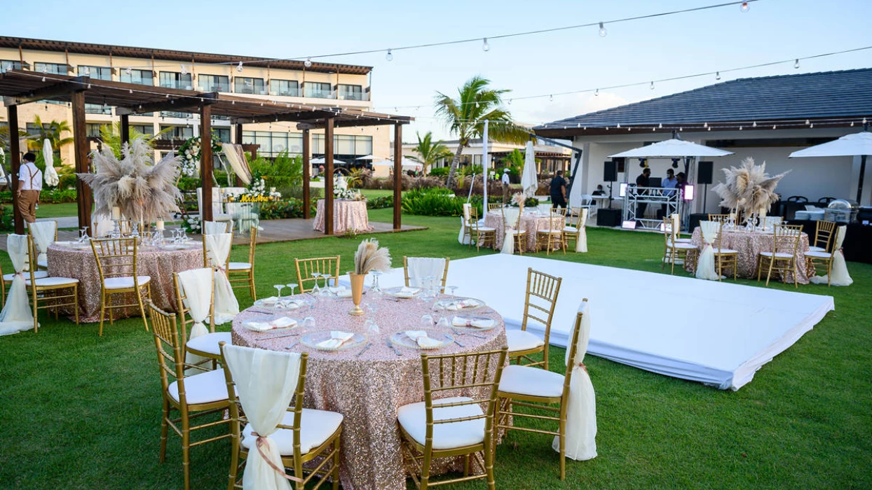 Dinner reception on the himitsu garden terrace at Dreams Macao Punta Cana Resort and Spa