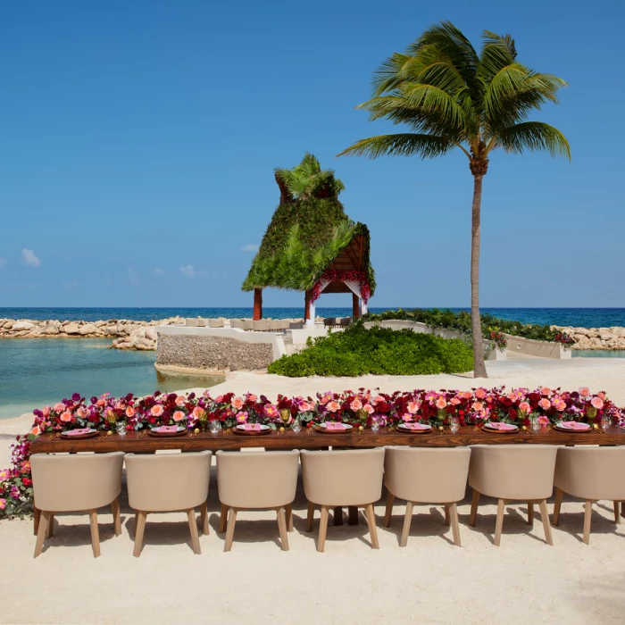 Dreams Aventuras Riviera Maya beach wedding reception