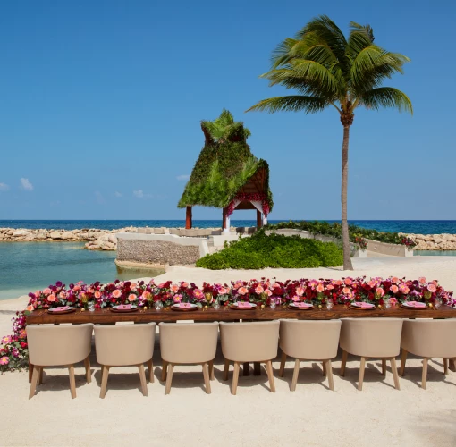 Dreams Aventuras Riviera Maya beach wedding reception