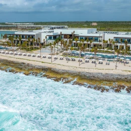 Hilton Tulum aerial overview.