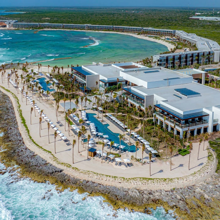 Hilton Tulum aerial overview.