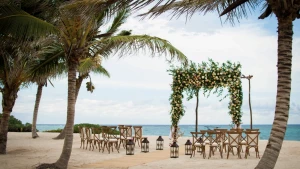 Labna Beach wedding ceremony at Akumal bay beach and wellness resort