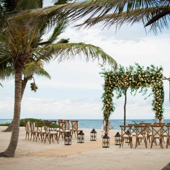 Labna Beach wedding ceremony at Akumal bay beach and wellness resort