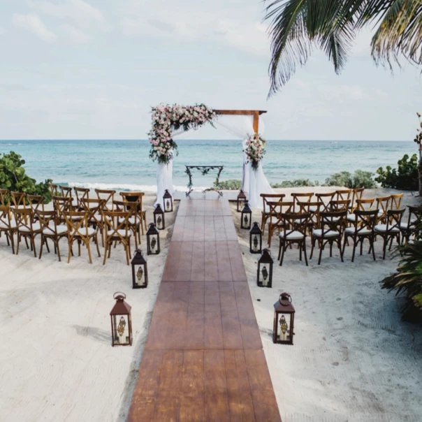 Labna Beach wedding ceremony at Akumal bay beach and wellness resort