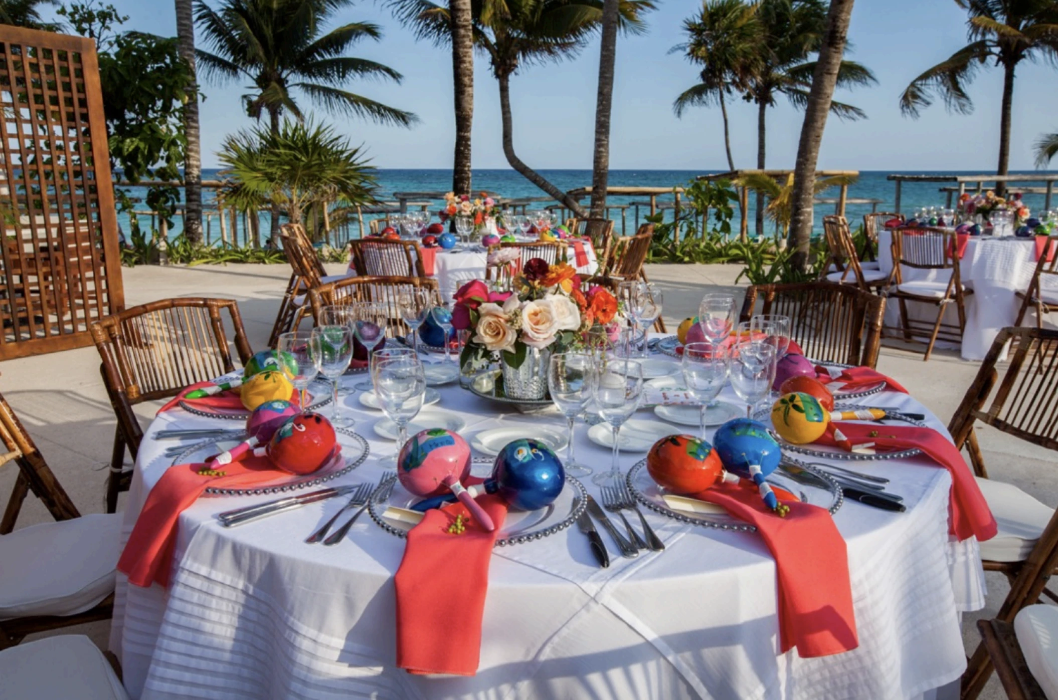 Mexican style wedding decor in pool are at akumal bay beach and wellness resort