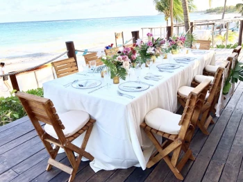 Private dinner reception in sushi bar at akumal bay beach and wellness resort