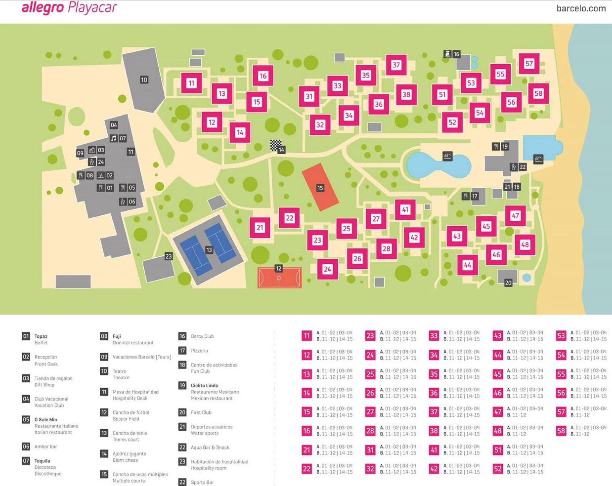 Resort map of allegro playacar resort