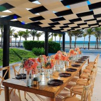 Private dinner reception in pool area venue at allegro playacar resort