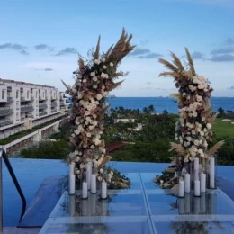 Ceremony wedding in el cielo venue at atelier playa mujeres resort