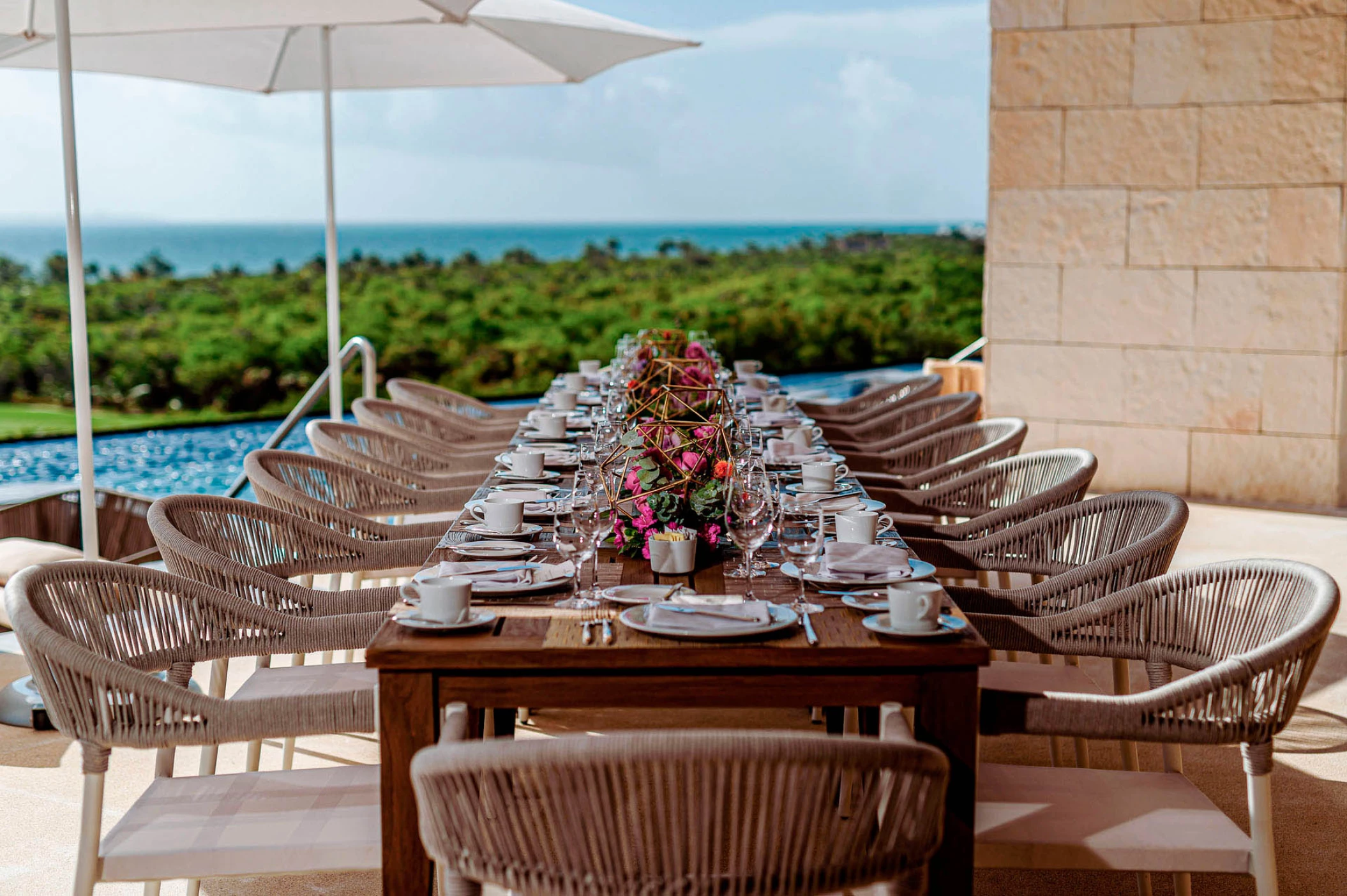 Wedding dinner reception in el cielo venue at atelier playa mujeres resort