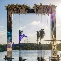 Wedding ceremony in el cielo venue at atelier playa mujeres resort