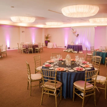 Dinner reception decor in ballroom at Azul Beach Resort Riviera Cancun