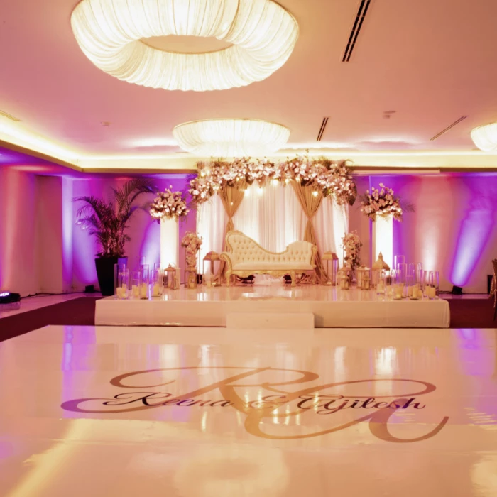 Dinner reception decor in ballroom at Azul Beach Resort Riviera Cancun