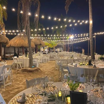 Dinner reception decor in Beach building 3 venue at Azul beach Resort Riviera Cancun