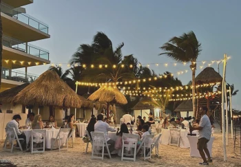 Dinner reception decor in Beach building 3 venue at Azul beach Resort Riviera Cancun