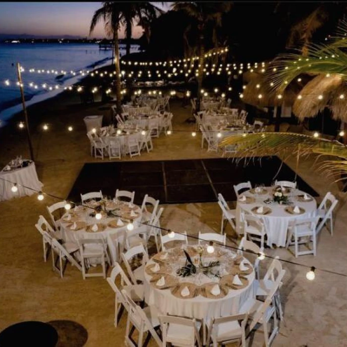 Dinner reception decor in Beach building 3 venue at Azul beach Resort Riviera Cancun