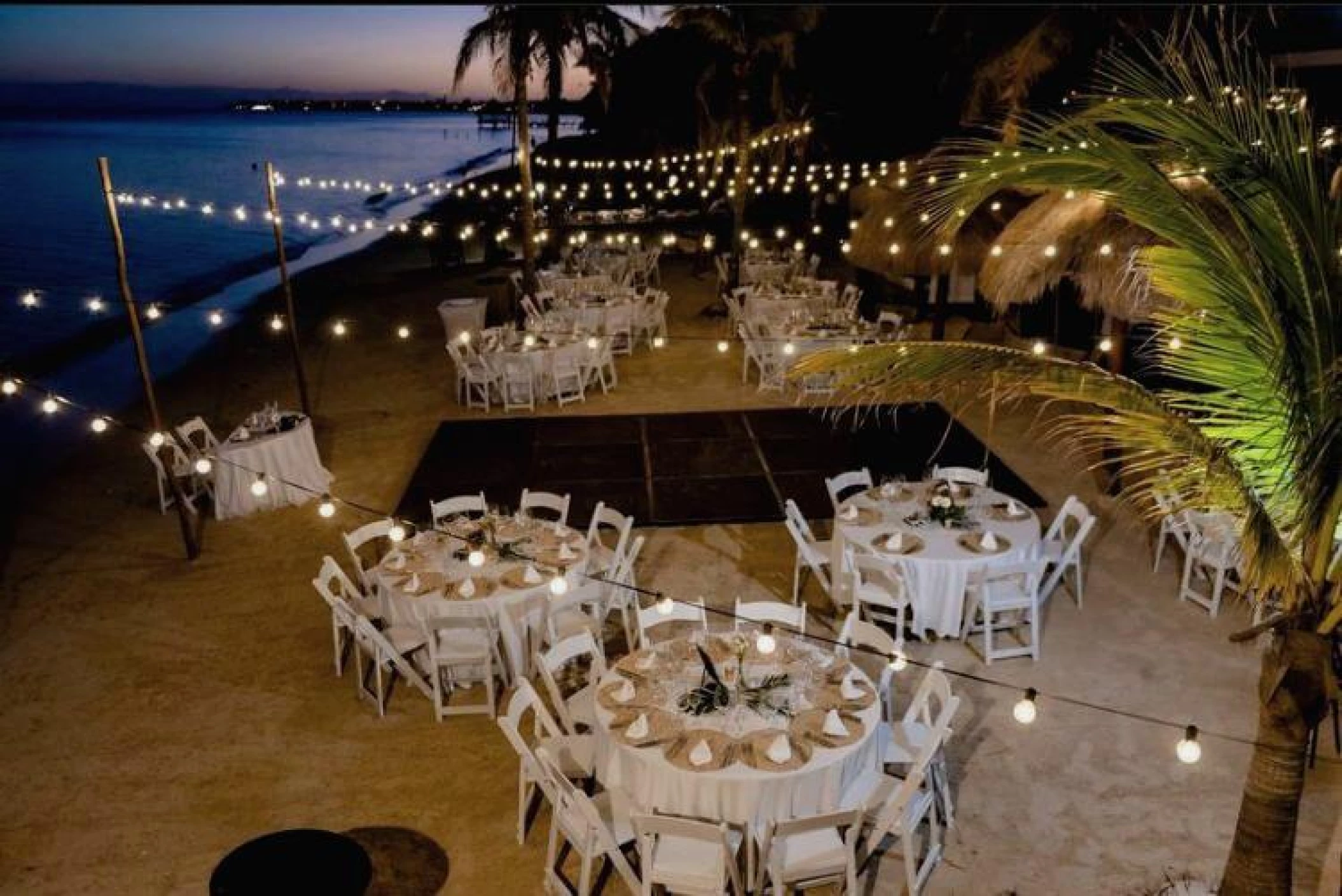 Dinner reception decor in Beach building 3 venue at Azul beach Resort Riviera Cancun