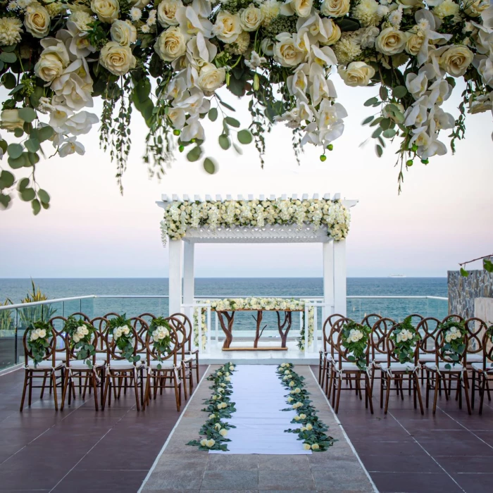 Ceremony decor in Sky gazebo venue at azul beach resort riviera cancun