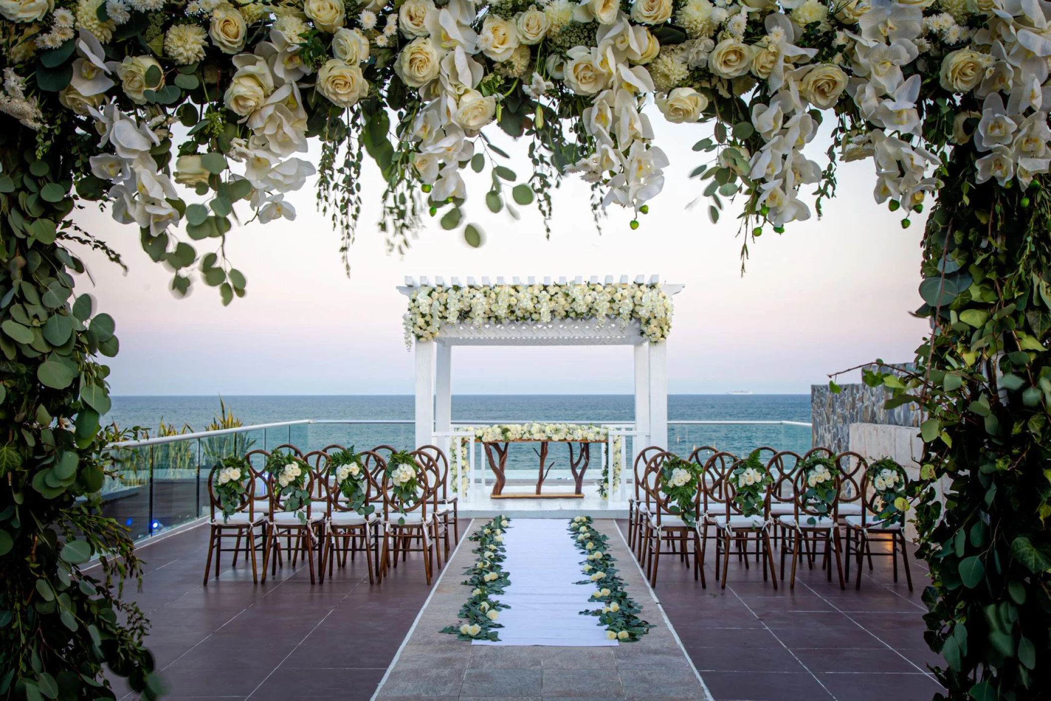 Ceremony decor in Sky gazebo venue at azul beach resort riviera cancun