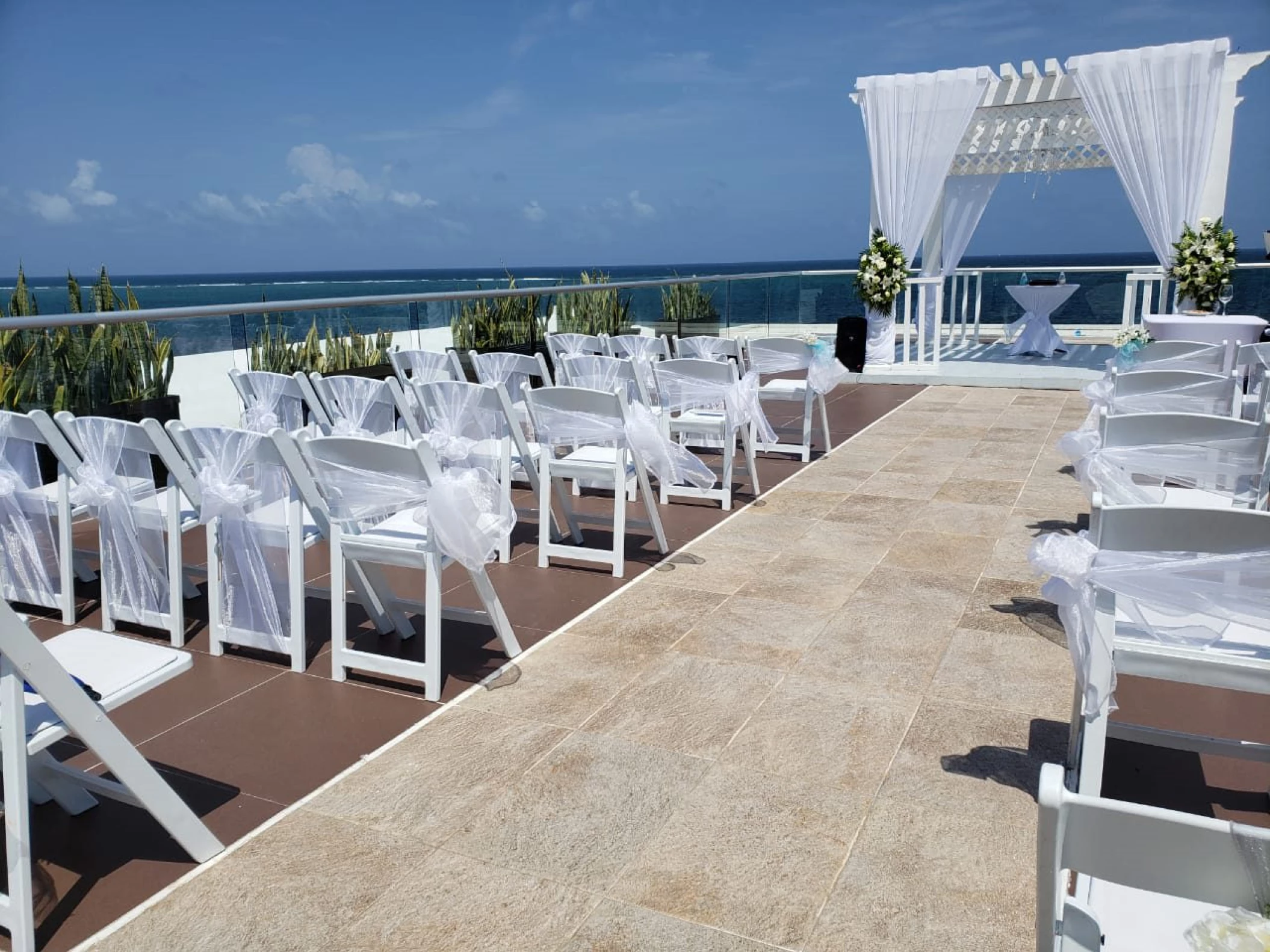 Ceremony decor in Sky gazebo venue at azul beach resort riviera cancun