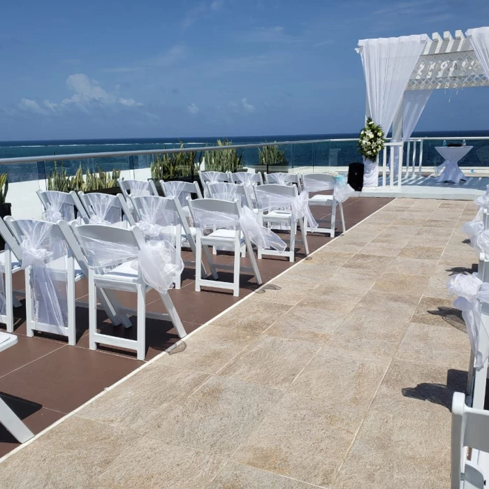 Ceremony decor in Sky gazebo venue at azul beach resort riviera cancun