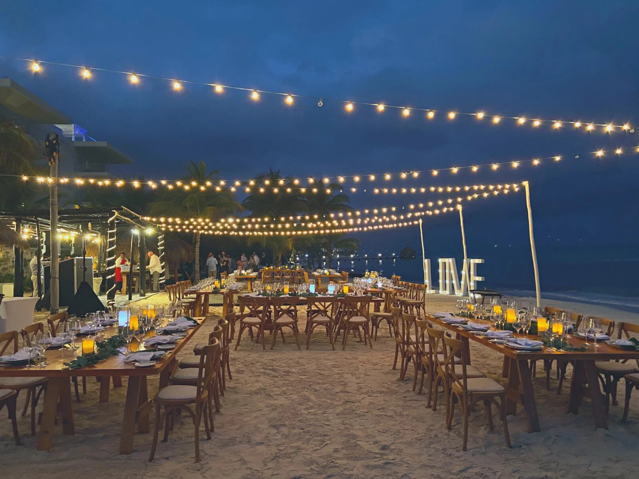 dinner reception in Beachfront palapa beach at azul beach resort riviera cancun