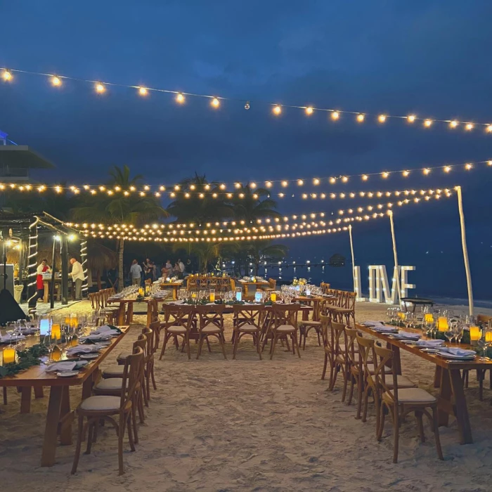 dinner reception in Beachfront palapa beach at azul beach resort riviera cancun